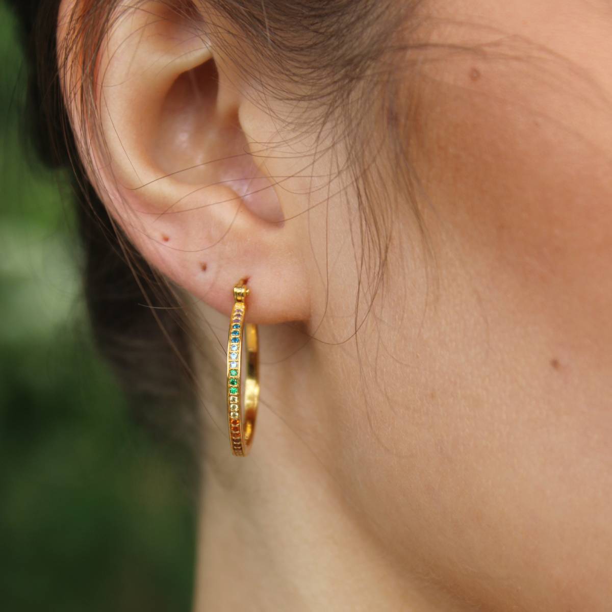 Gold Diamant Tennis Hoops