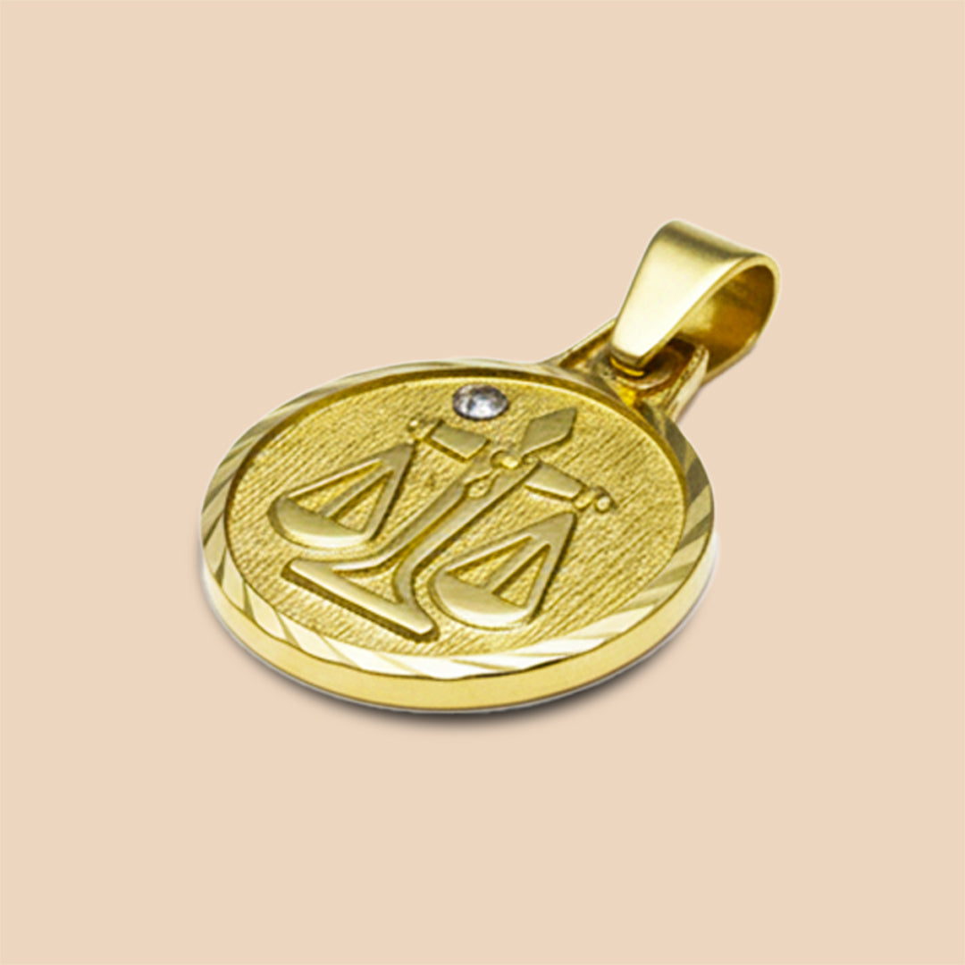 Solid Gold "Libra" Zodiac Pendant