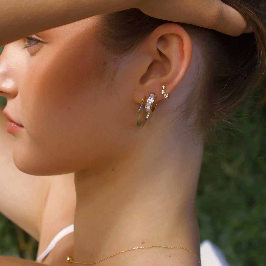 Solid Gold “Zeus” Stud Earrings (Garnet)