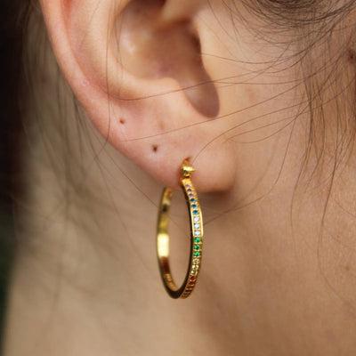 Gold Diamant Tennis Hoops