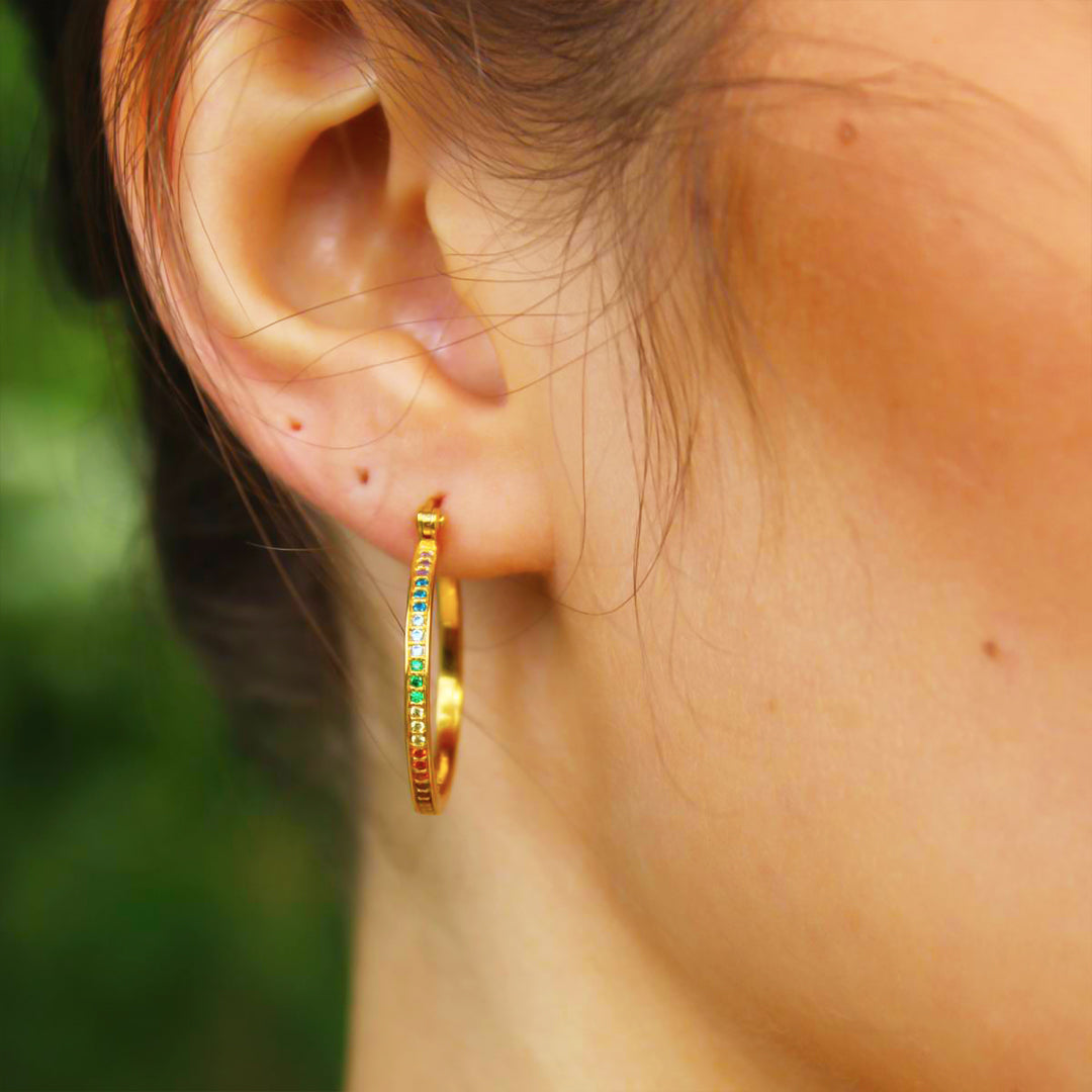 Gold Diamant Tennis Hoops