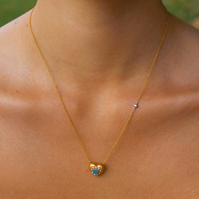 Solid Gold Natural Opal & Diamond 