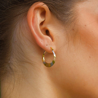 Solid Gold “Zeus”  Two-Tone Hoop Earrings
