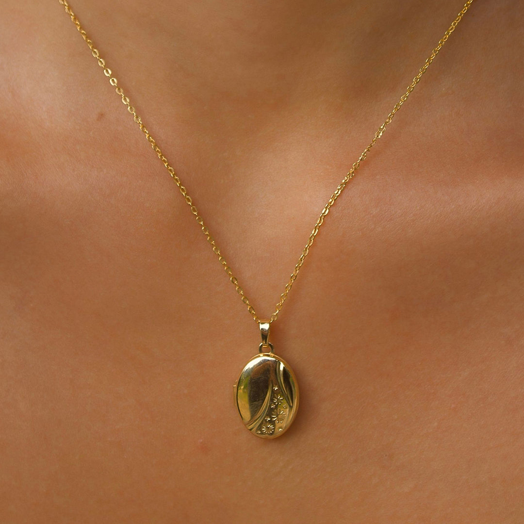 Solid Gold “Horus” Etched Picture Locket