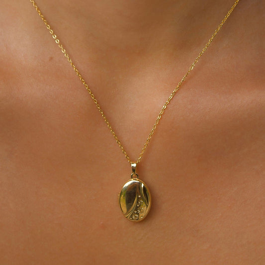 Solid Gold “Horus” Etched Picture Locket
