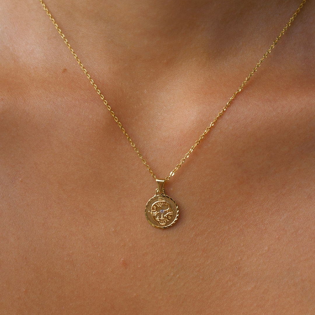 Solid Gold “Pisces" Zodiac Pendant