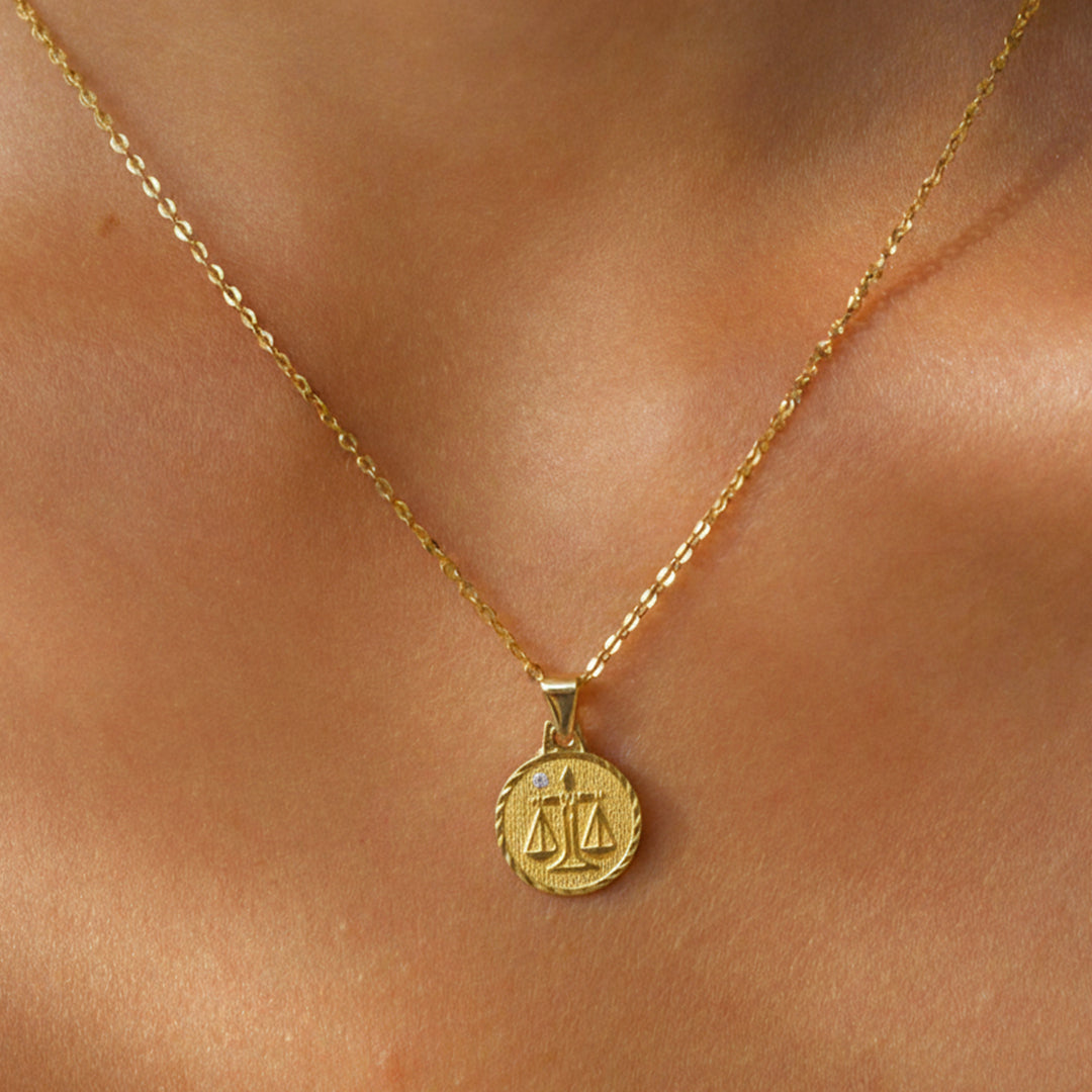 Solid Gold "Libra" Zodiac Pendant