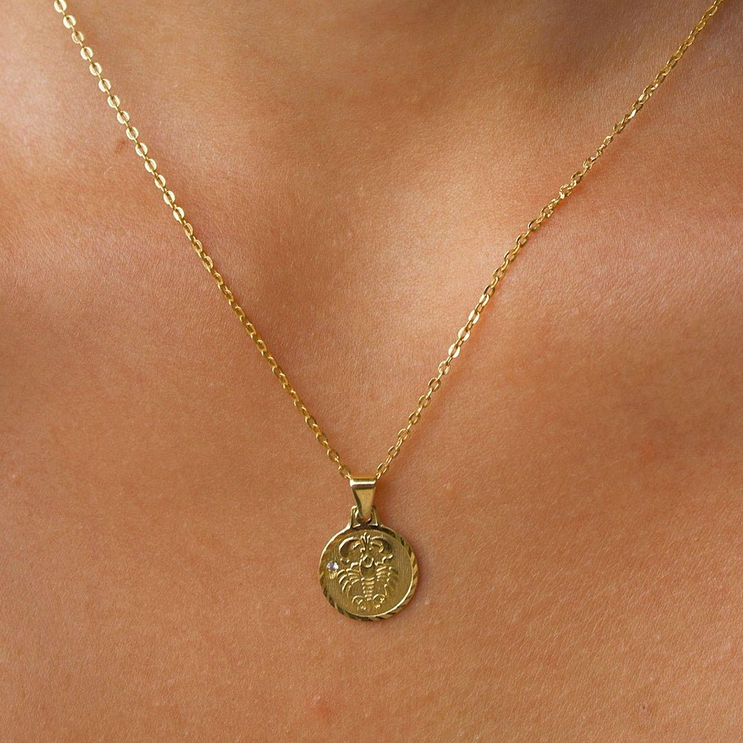 Solid Gold “Cancer" Zodiac Pendant