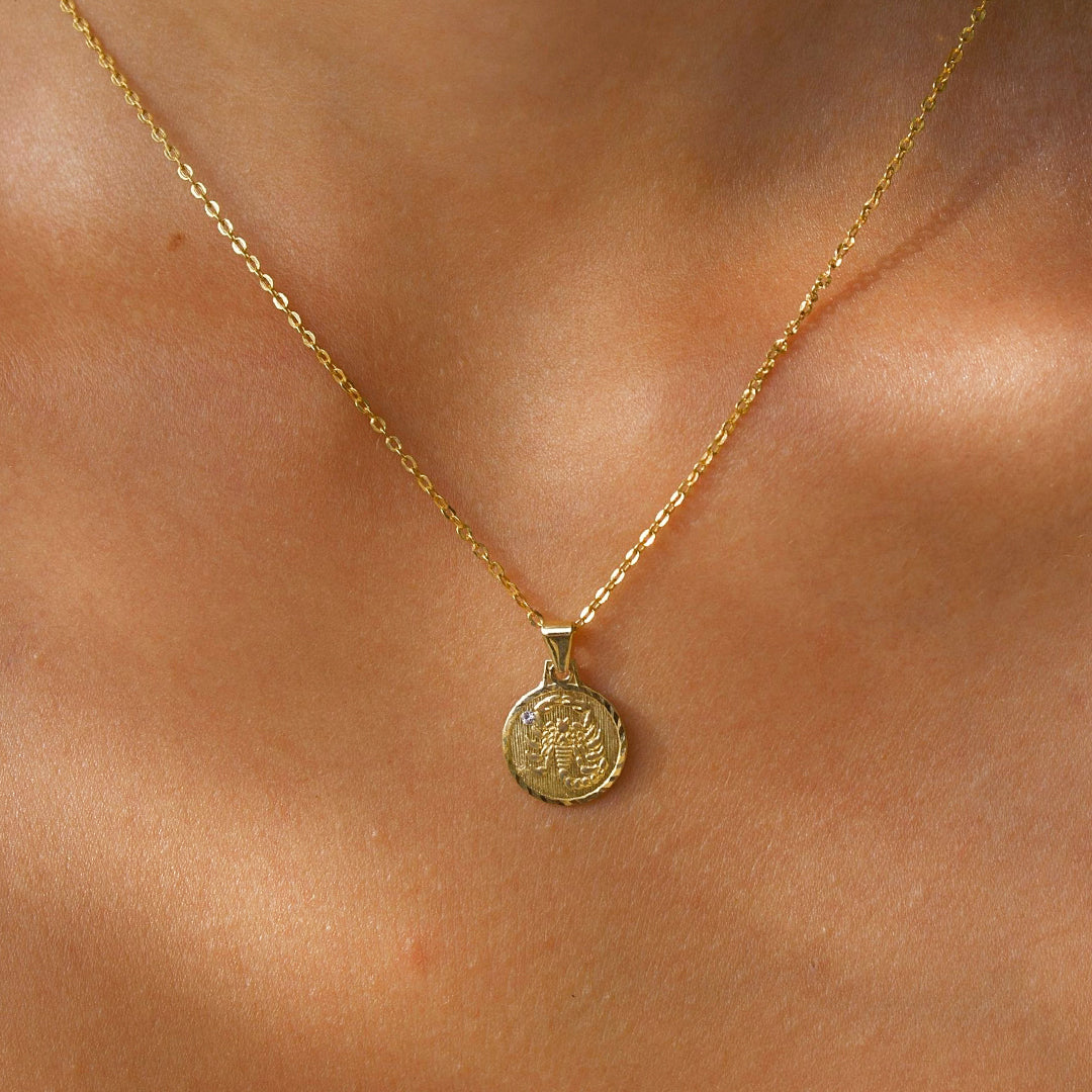 Solid Gold "Scorpio" Zodiac Pendant