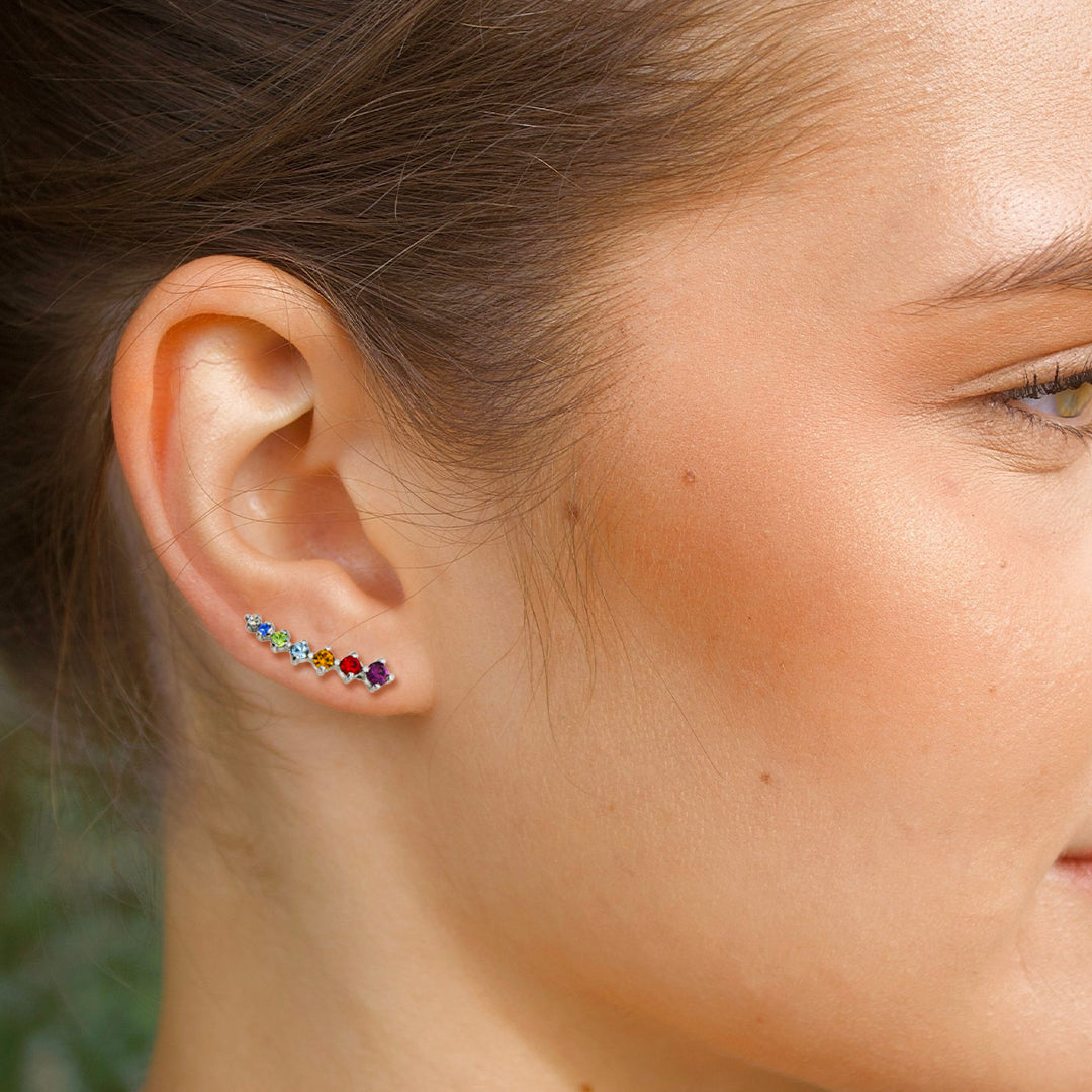 Sterling Silver “Chronos” Stud Earrings