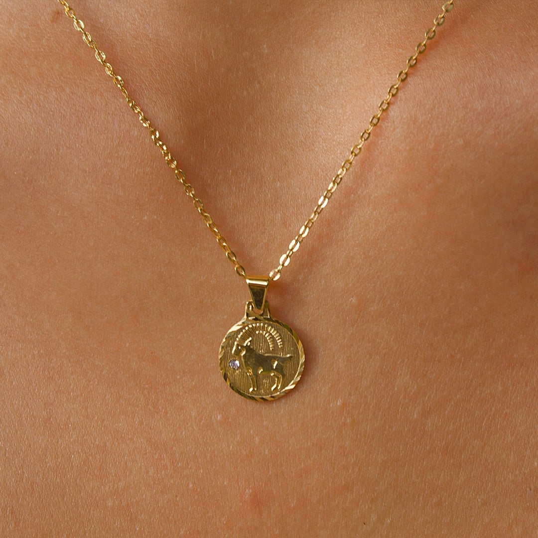 Solid Gold “Capricorn" Zodiac Pendant