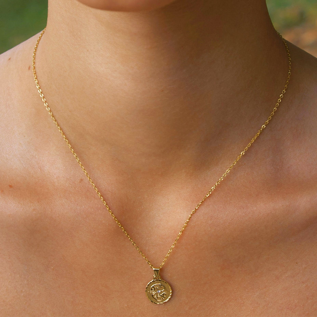 Solid Gold “Pisces" Zodiac Pendant
