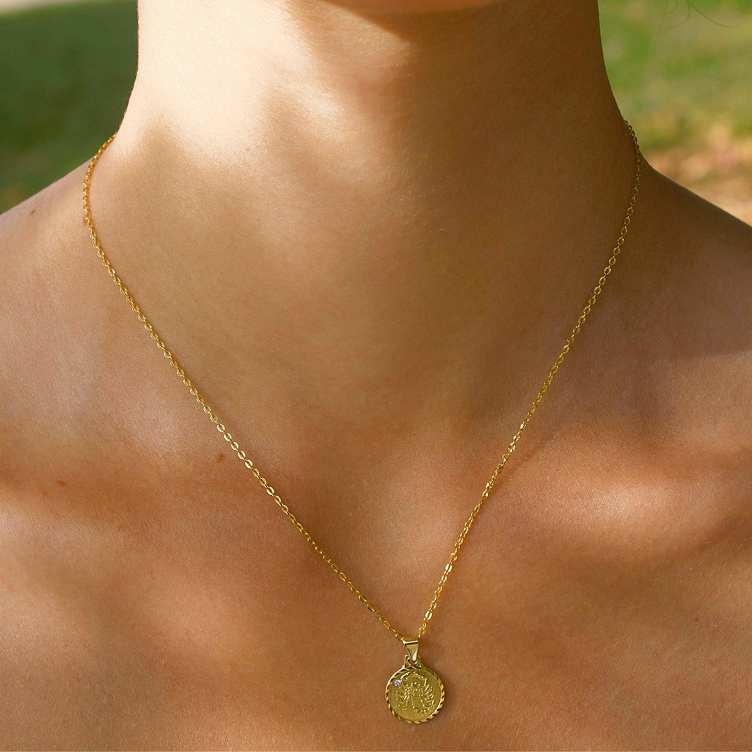 Solid Gold "Scorpio" Zodiac Pendant