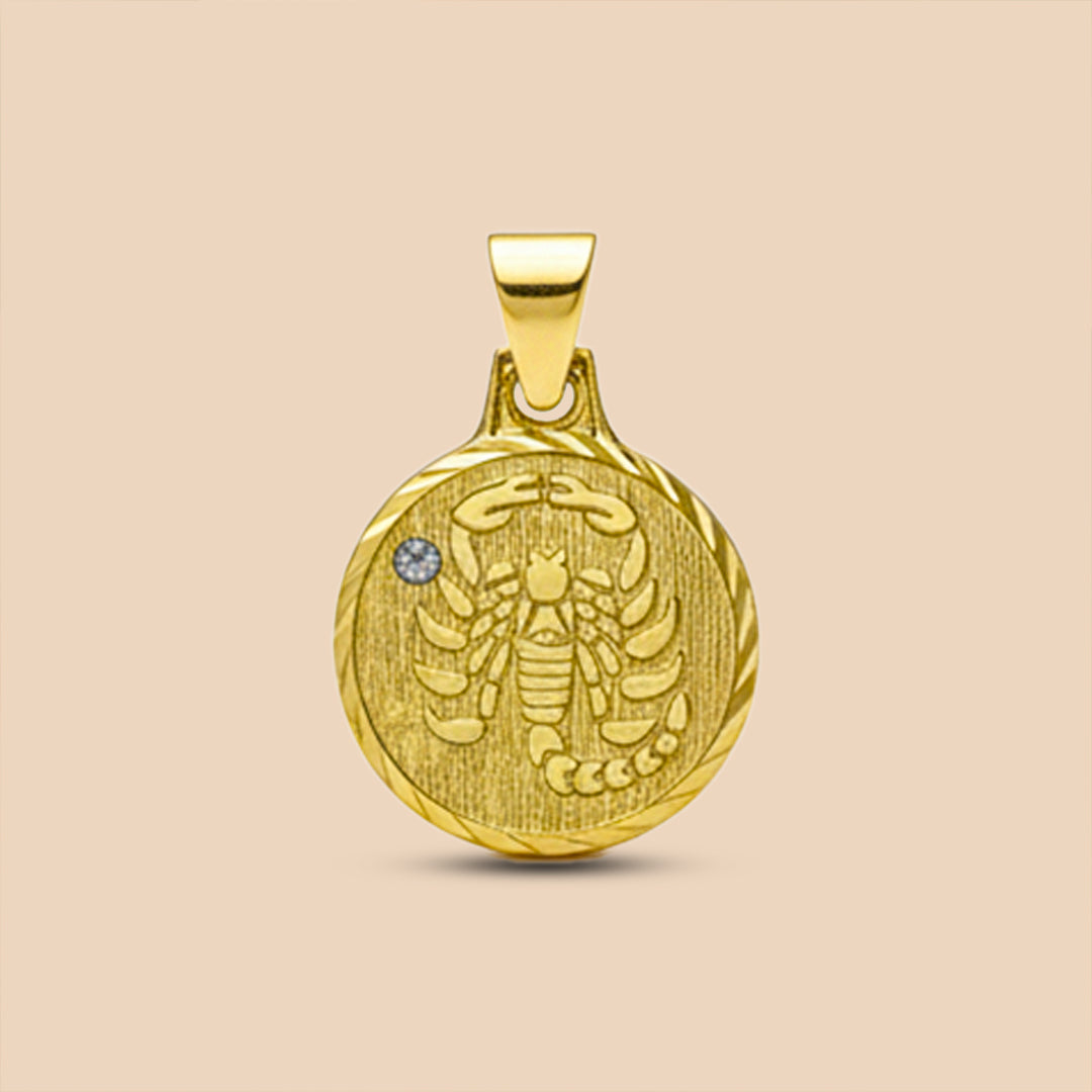 Solid Gold "Scorpio" Zodiac Pendant