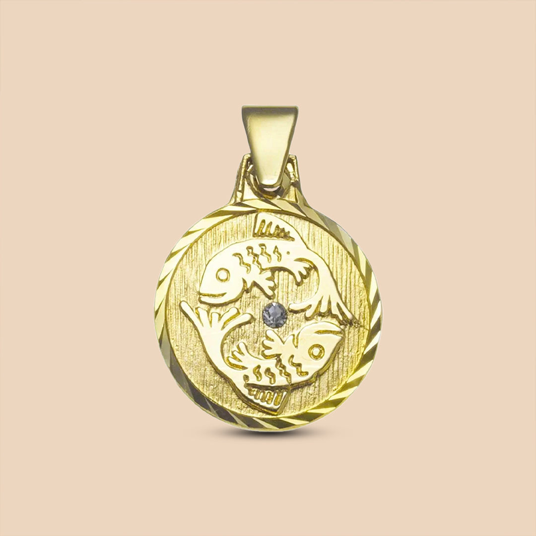 Solid Gold “Pisces" Zodiac Pendant