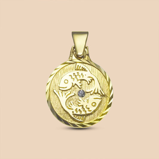 Solid Gold “Pisces" Zodiac Pendant