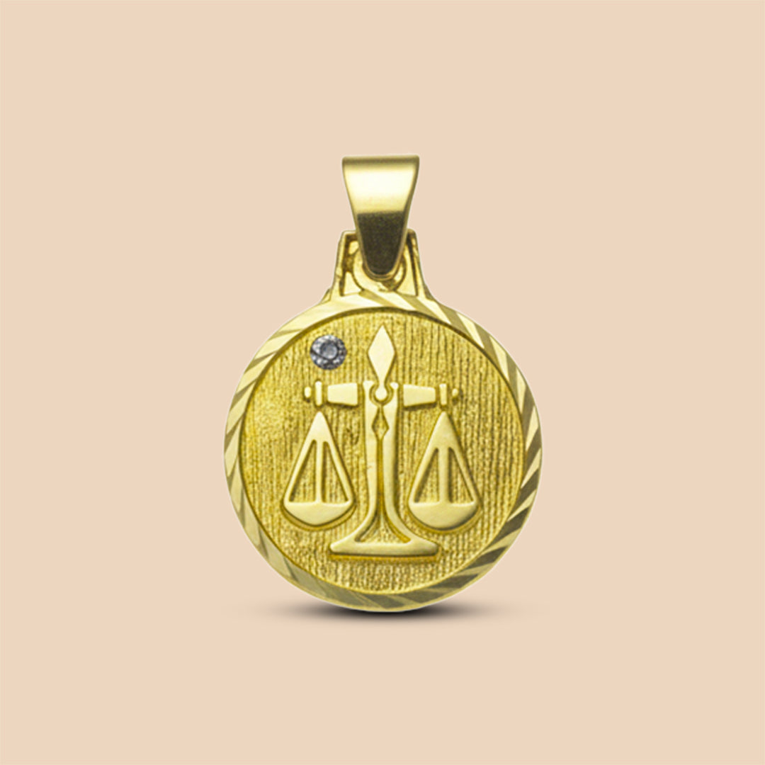 Solid Gold "Libra" Zodiac Pendant