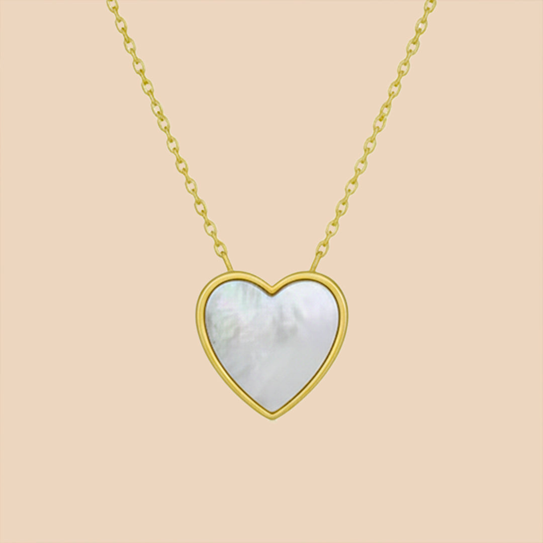 Solid Gold “Aphrodite” Heart Pendant (Mother of Pearl)