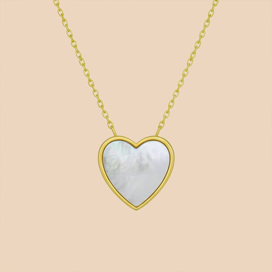 Solid Gold “Aphrodite” Heart Pendant (Mother of Pearl)