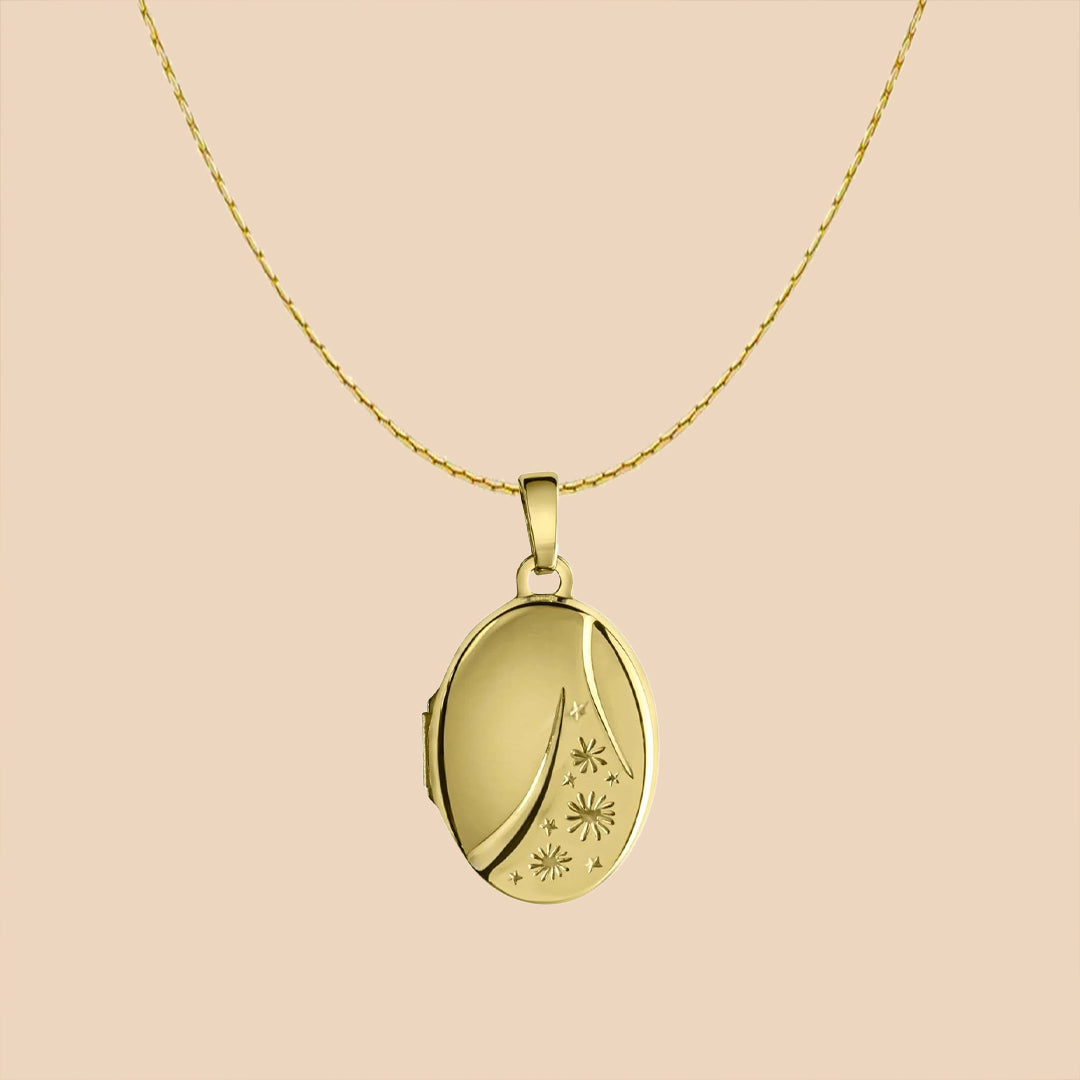 Solid Gold “Horus” Etched Picture Locket