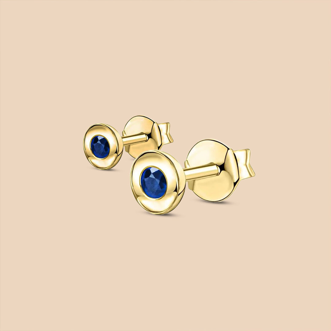 Solid Gold “Apollo” Stud Earrings (Sapphire)
