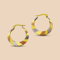 Solid Gold “Zeus”  Two-Tone Hoop Earrings