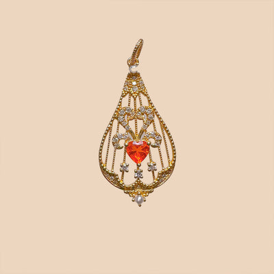 Solid Gold Natural Fire Opal & Diamond 