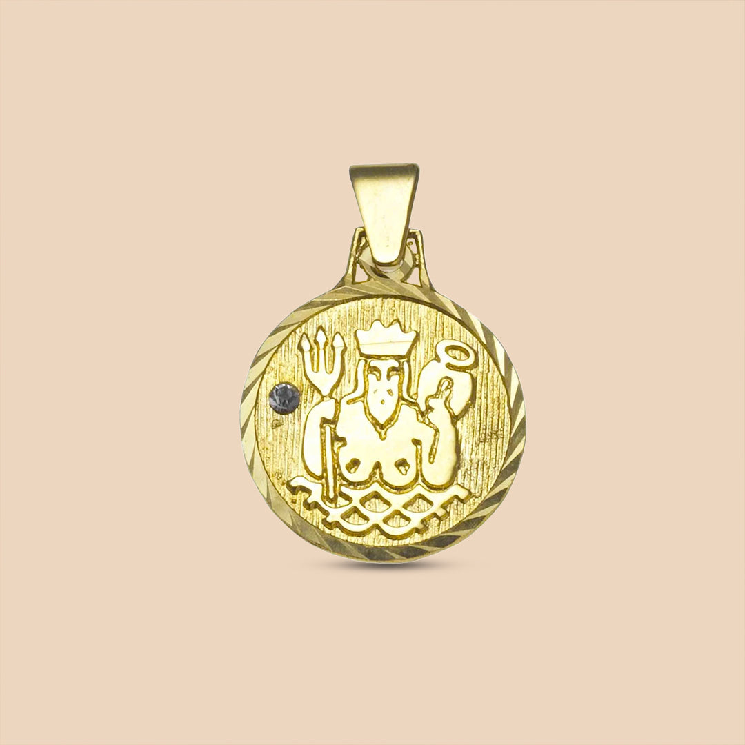 Solid Gold "Aquarius" Zodiac Pendant