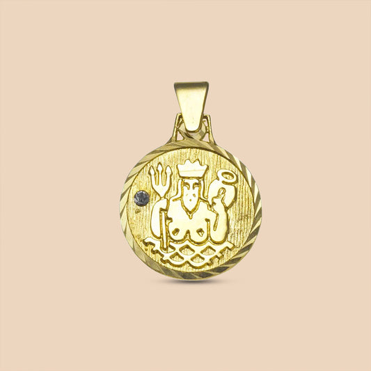 Solid Gold "Aquarius" Zodiac Pendant
