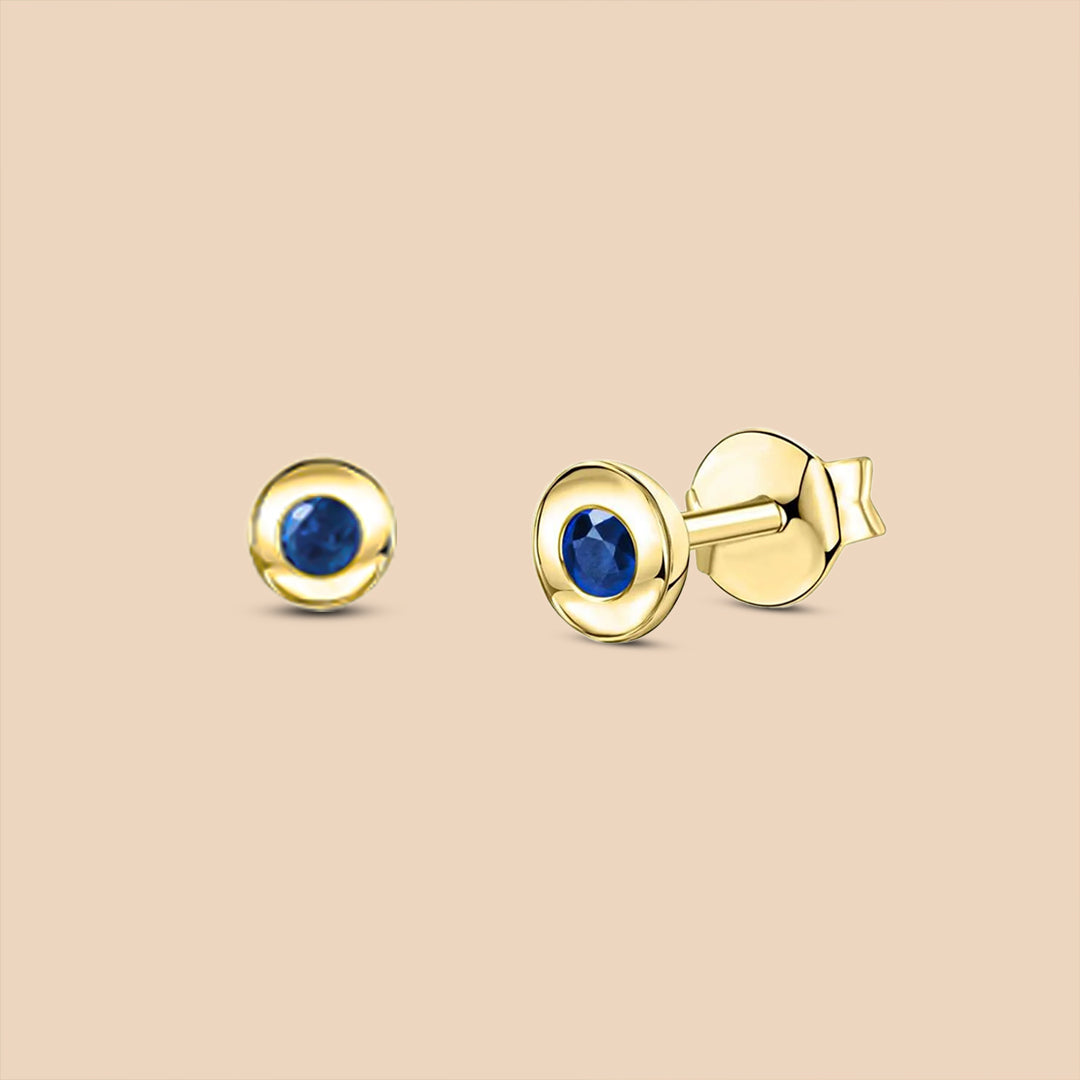 Solid Gold “Apollo” Stud Earrings (Sapphire)