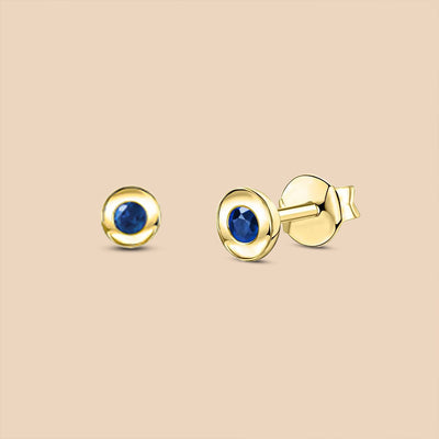 Solid Gold “Apollo” Stud Earrings (Sapphire)