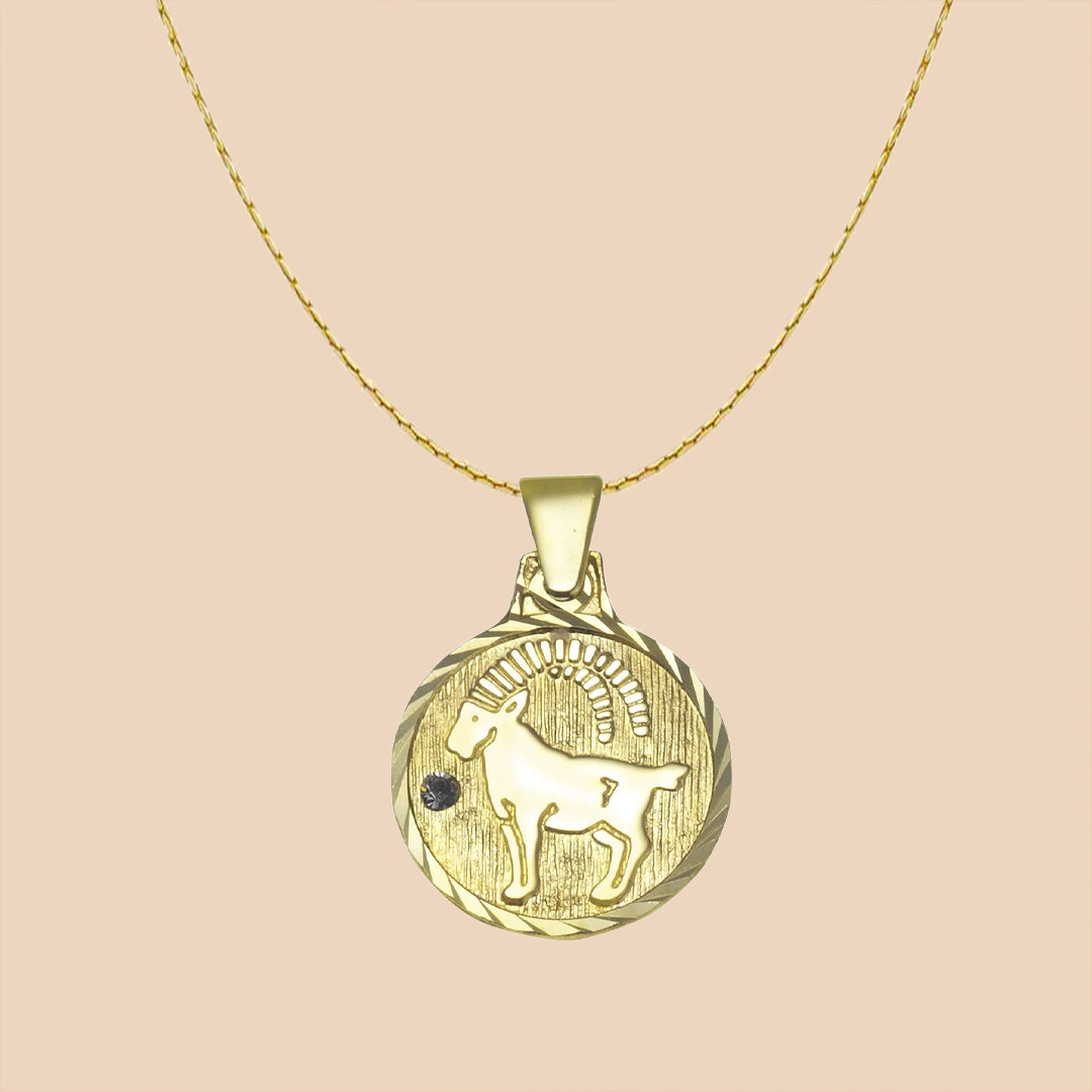 Solid Gold “Capricorn" Zodiac Pendant