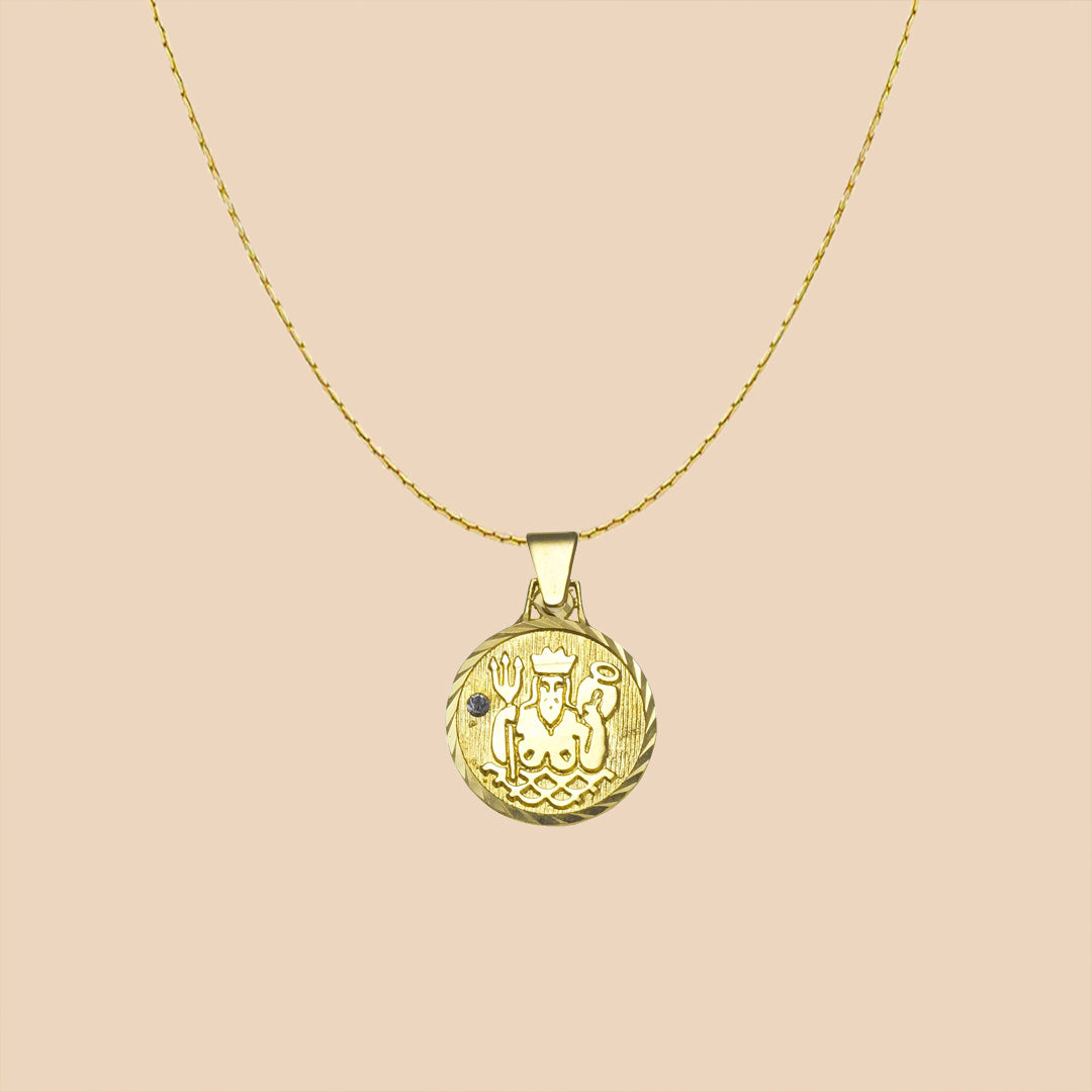 Solid Gold "Aquarius" Zodiac Pendant