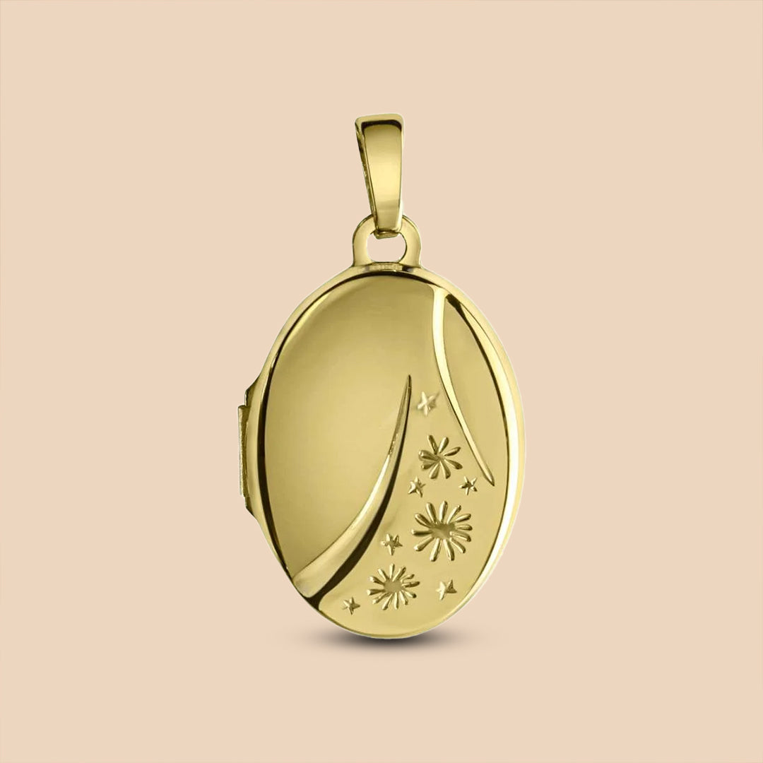 Solid Gold “Horus” Etched Picture Locket
